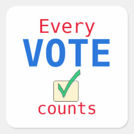 Jede Stimme zählt eine individuelle Wahlaufkleber Quadratischer Aufkleber