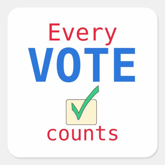 Jede Stimme zählt eine individuelle Wahlaufkleber Quadratischer Aufkleber (Vorderseite)