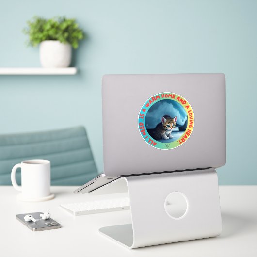 Jede stray Katze verdient eine sichere Zuhause Aufkleber (Laptop auf Schreibtisch)