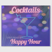 Jede Stunde ist ein Happy Hour Neon Sign Cocktail Geschenkpapier (Flach)