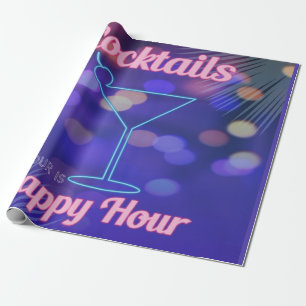 Jede Stunde ist Happy Hour Neon Schild Cocktailpar Geschenkpapier