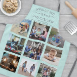 Jede Texfoollage Beste Mama Aquamarin Blau & Grau Schürze<br><div class="desc">Feiern Sie die schlichten Freuden von Familie und Enkelkindern mit einer eleganten, maßgeschneiderten Collage aus aquamarinem Blau und Grau der Schürze. Bilder und Text sind einfach zu verändern. Zitat, dass "Weltbeste Mama und Koch je Wir Liebe Sie" kann personalisiert sein für Mama, Mama, Oma, Nana, Grammy, Granny, Gigi, Tante, etc....</div>