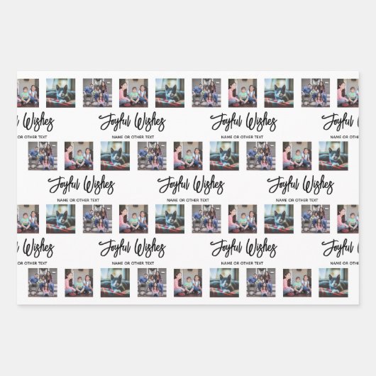 Jede Text Foto Collage gebürstete Skript Weihnacht Geschenkpapier Set (Vorderseite 2)