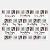 Jede Text Foto Collage gebürstete Skript Weihnacht Geschenkpapier Set (Vorderseite)