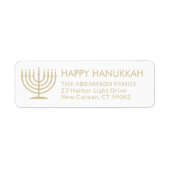 Jede Text Menorah Gold Hanukkah Rücksendeadresse (Vorne)