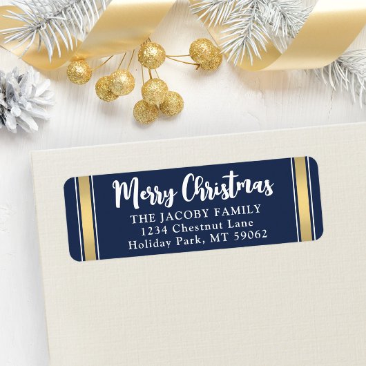 Jede Text Navy Blue & Gold Weihnachtszeit Rücksend