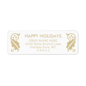 Jede Text Simple Gold Holiday Holly-Rücksendeadres (Vorne)