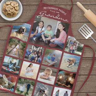 Jede Textfamilie Foto Collage Oma Burgundy Red Schürze