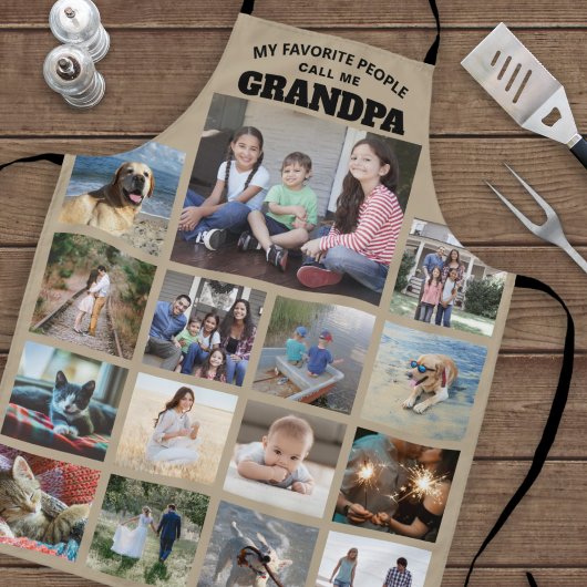 Jede Textfamilie Foto Collage Opa Khaki Beige Schürze