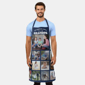 Jede Textfamilie Foto Collage Opa Navy Blau Schürze (Getragen)