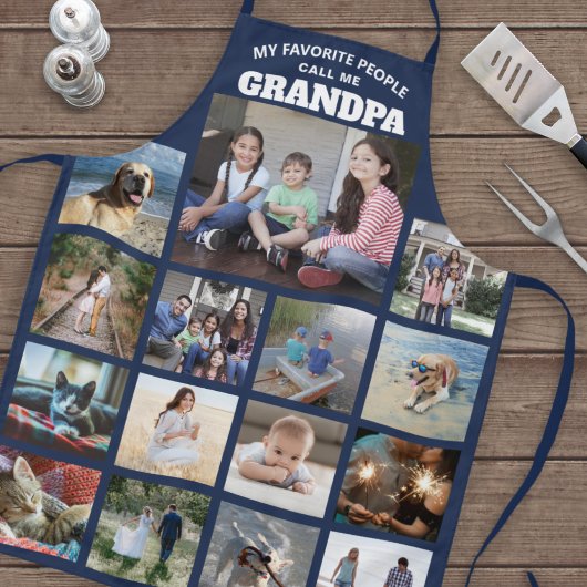Jede Textfamilie Foto Collage Opa Navy Blau Schürze