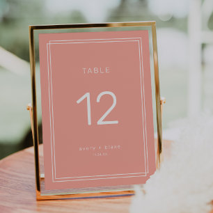 JEDE Tischnummer mit minimalem Blush Peach Wedding