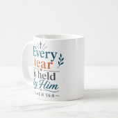 Jede Träne wird von Ihm gehalten Christlicher Tros Kaffeetasse (Vorderseite Links)