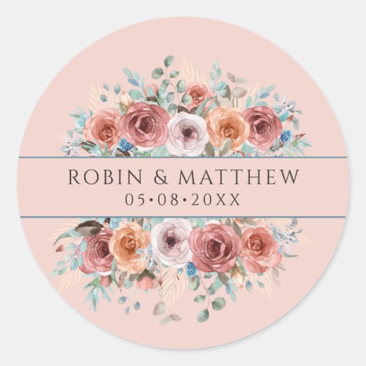 Jede Veranstaltung, ätherische Rose Gold, Blütenpf Runder Aufkleber (Vorderseite)