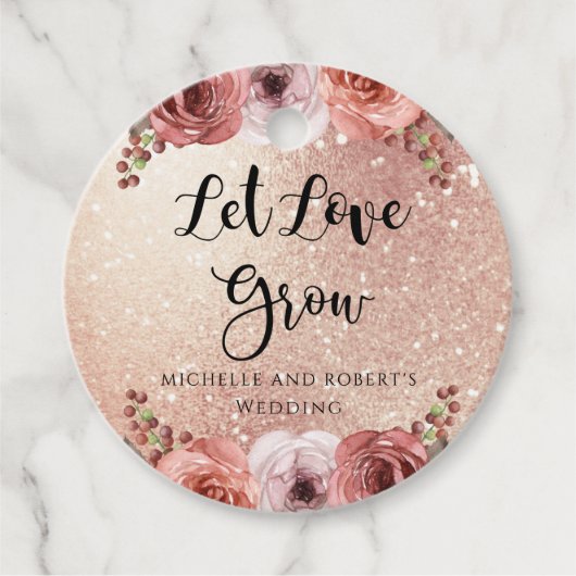 Jede Veranstaltung Rose Gold Blush Bloral gelassen Geschenkanhänger (Vorderseite)