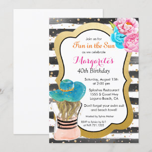 JEDE VERANSTALTUNG - Watercolor Stripe Floral Einl Einladung