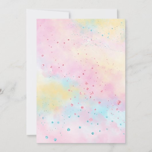 Jede Zahl Unicorn Rainbow Birthday Party Einladung (Rückseite)