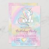 Jede Zahl Unicorn Rainbow Birthday Party Einladung (Vorne/Hinten)