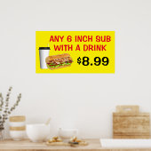 Jedem 6 Zoll großen Untergerät mit einem Getränk z Poster (Küche)