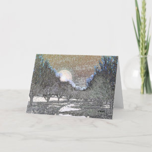 jedem Anlass Grußkarte-Mond steigt über Bäume Karte