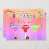 JEDEN ANLASS BEACH COCKTAIL PARTY EINLADUNG rosa (Vorne/Hinten)