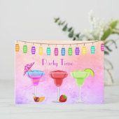 JEDEN ANLASS BEACH COCKTAIL PASTEL PARTY EINLADUNG (Stehend Vorderseite)