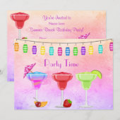 JEDEN ANLASS BEACH COCKTAIL PASTEL PARTY EINLADUNG (Vorne/Hinten)