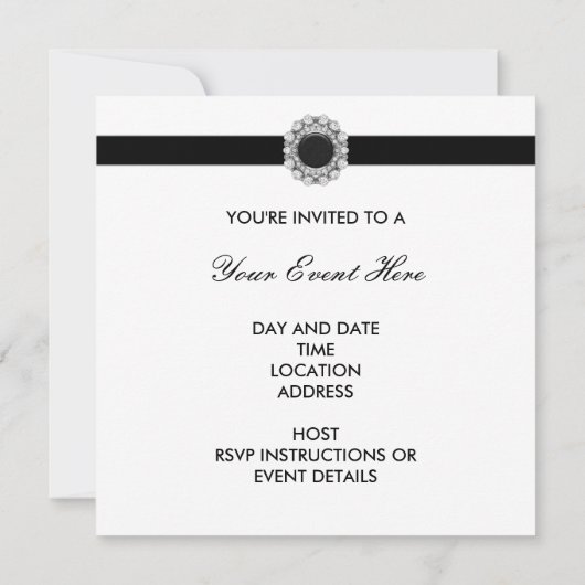 Jeden Anlaß Black Damask Party Einladung (Rückseite)