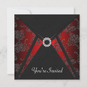 Jeden Anlaß Black Damask Red Invasion Template Einladung (Vorderseite)