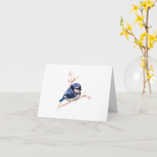 Jeden Anlaß Blue Jay Bird Faltkarte Karte (Gelbe Blume)