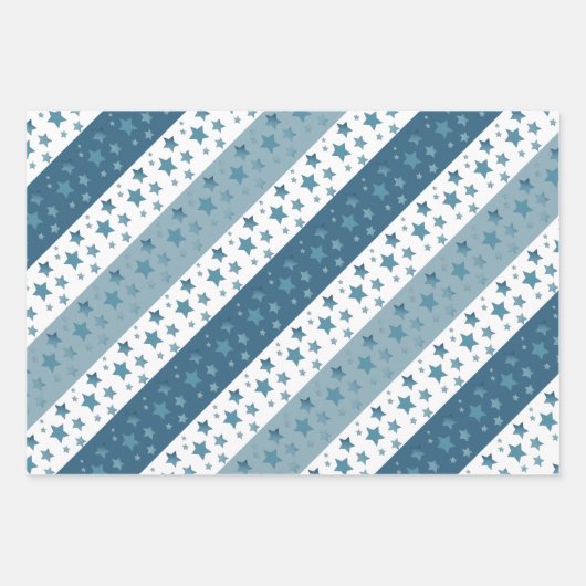 Jeden Anlaß Blue Star Print Geschenkwrap Geschenkpapier Set (Vorderseite)