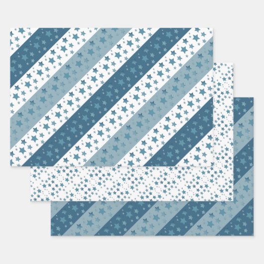 Jeden Anlaß Blue Star Print Geschenkwrap Geschenkpapier Set (Set)