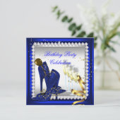 Jeden Anlaß Champagne Royal Blue Heelses Gold Part Einladung (Stehend Vorderseite)