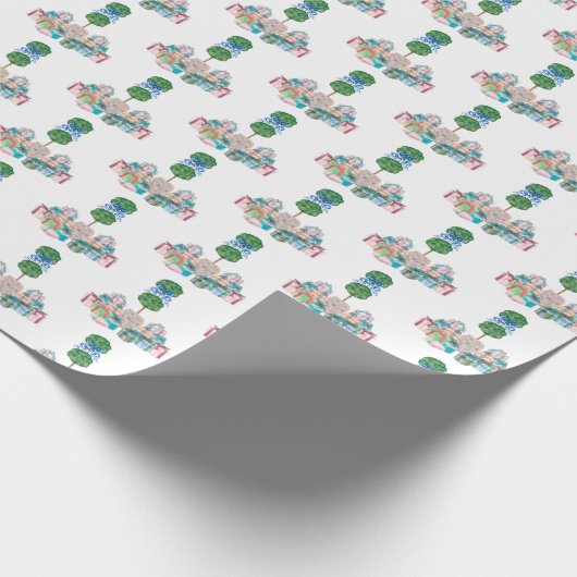 Jeden Anlaß Chinoiserie Ginger Jar Topiary Wrappi Geschenkpapier (Ecke)