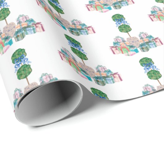 Jeden Anlaß Chinoiserie Ginger Jar Topiary Wrappi Geschenkpapier (Rolleneckpunkt)