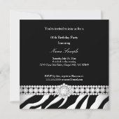 Jeden Anlaß Diamond Trim Schwarz-weiß Zebra Party Einladung (Rückseite)