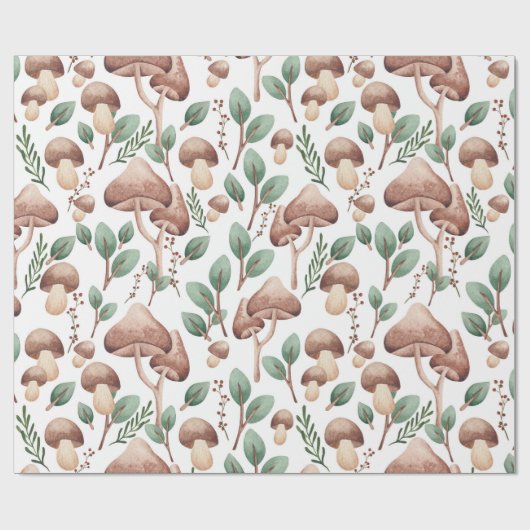 Jeden Anlaß Eukalyptus Forest Mushrooms auf Weiß Geschenkpapier (Flach)