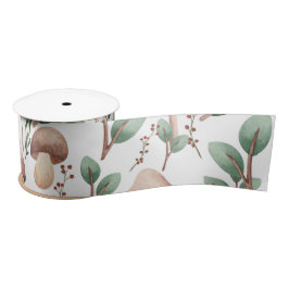 Jeden Anlaß Eukalyptus Forest Mushrooms auf Weiß Satinband