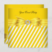 Jeden Anlaß Gelbes weißes Streifen Event-Party Einladung (Vorne/Hinten)