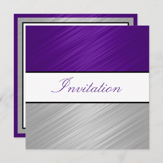 Jeden Anlass Lila Silberstreifen-Party Einladung (Vorne/Hinten)