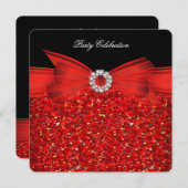 Jeden Anlaß Luxury Glitzer Red Bow Black Party Einladung (Vorne/Hinten)