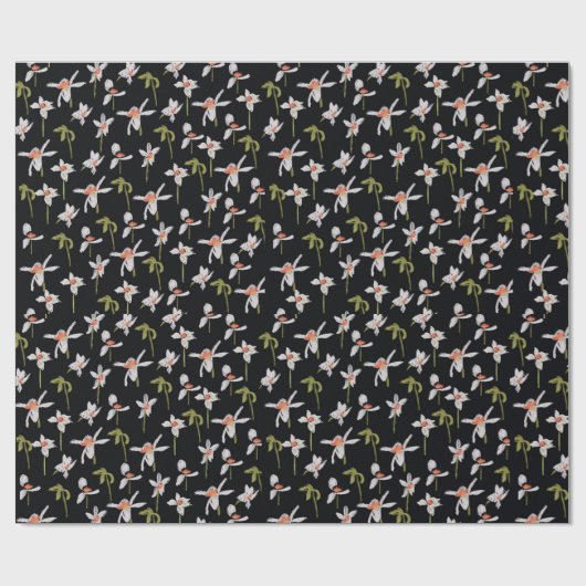 Jeden Anlaß Painted Daisies Black Background Geschenkpapier (Flach)