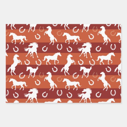 Jeden Anlaß Pferde und Hufeisen Geschenkpapier Set (Vorderseite)