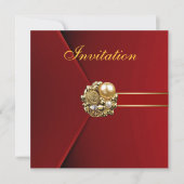 Jeden Anlaß Rich Red Velvet Gold Image Einladung (Vorderseite)