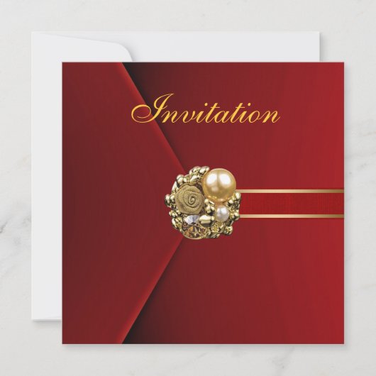 Jeden Anlaß Rich Red Velvet Gold Image Einladung (Vorderseite)