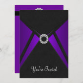 Jeden Anlaß Schwarze Lila Einladung Vorlage (Vorne/Hinten)