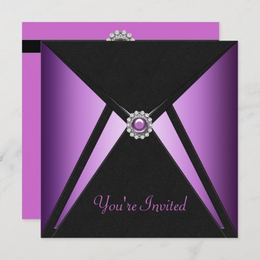 Jeden Anlaß Schwarze Lila Party Einladungen (Vorne/Hinten)