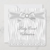 Jeden Anlaß Silver White Lace Bow Elegantes Party Einladung (Vorderseite)