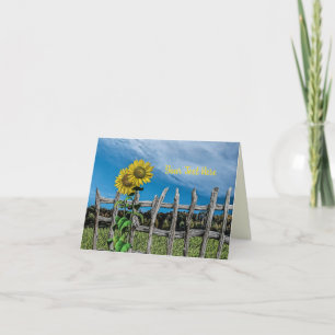 Jeden Anlaß Sonnenblumen & Zaun-Illustration Feiertagskarte