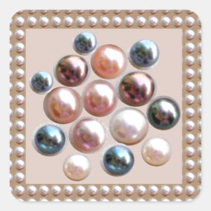 Jeden Anlaß: Super Jewel PEARL GIFTS Quadratischer Aufkleber